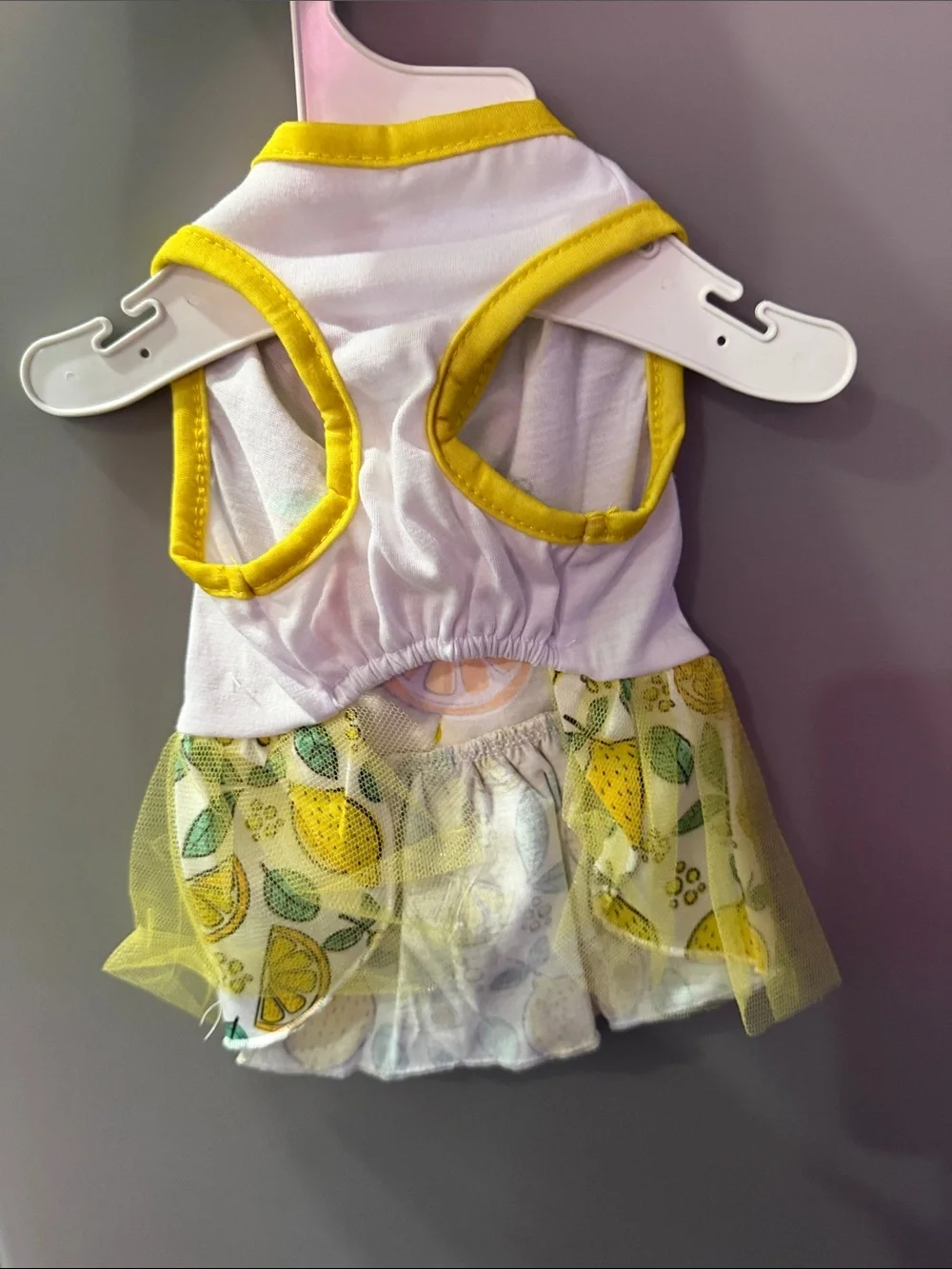Lemon Print Dog Dress with Yellow Bow